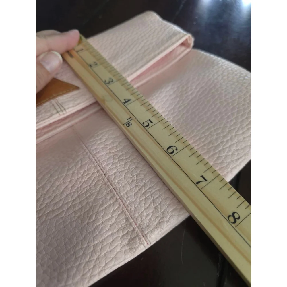 Women's Pastel Pink Pebble Faux Leather Foldover Clutch Brown Geo Accent Summer
